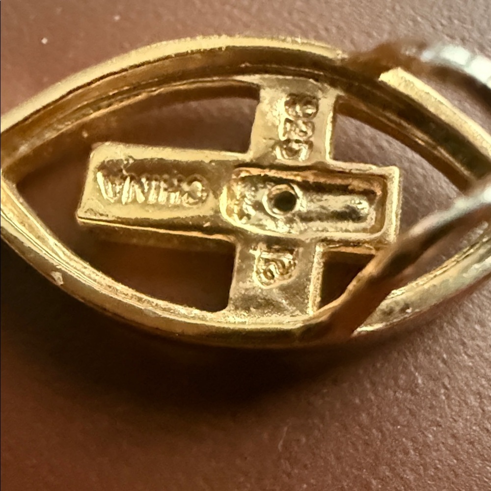 Gold and Silver Fish Symbol Pendant Charm with Cross - Picture 4 of 10